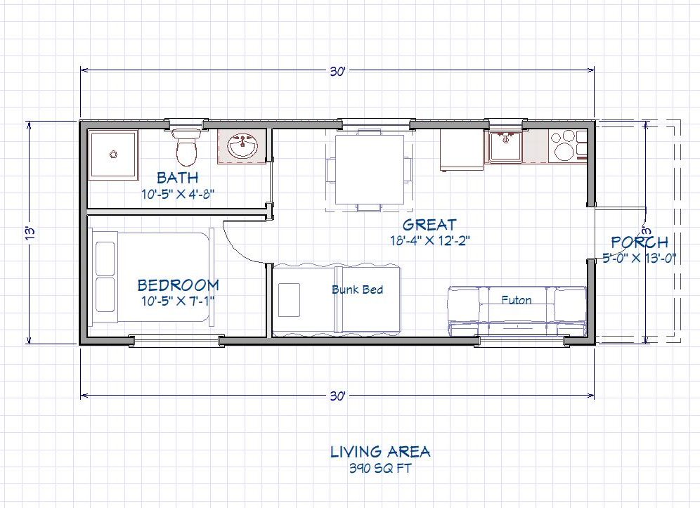 Trapper cabin floor plan drawing